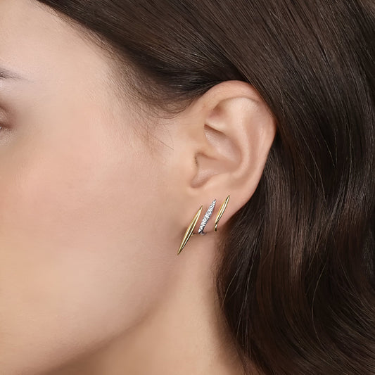 Gold and Diamond Bars Earrings