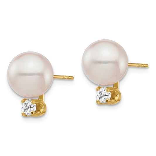 Pearl and Diamond Stud Earrings