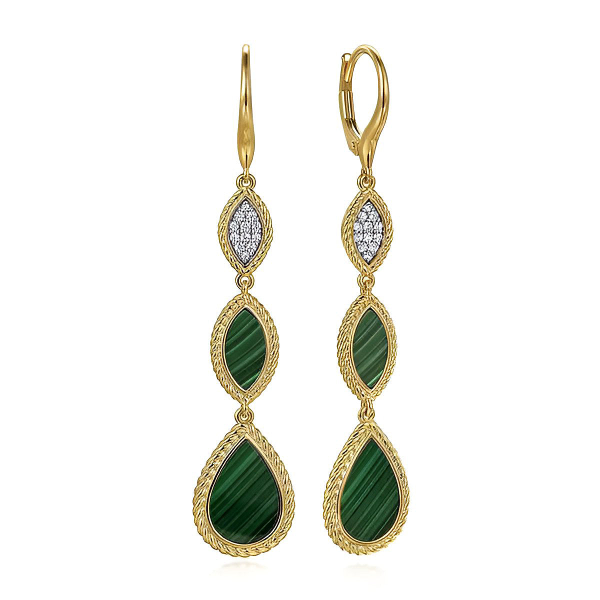 Diamond and Malachite Drop Earrings