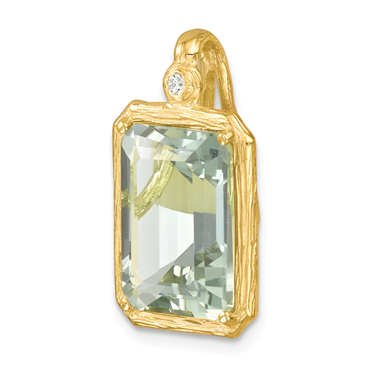 Diamond and Green Quartz Pendant