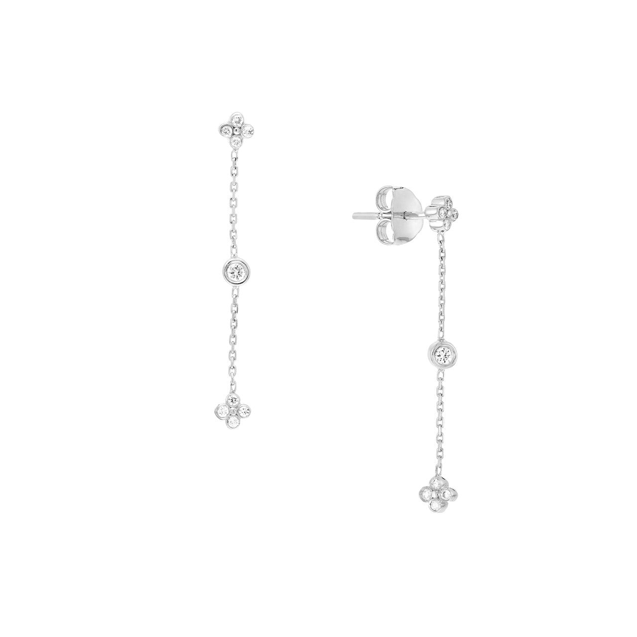 Diamond Bezel and Cluster Dangling Earrings