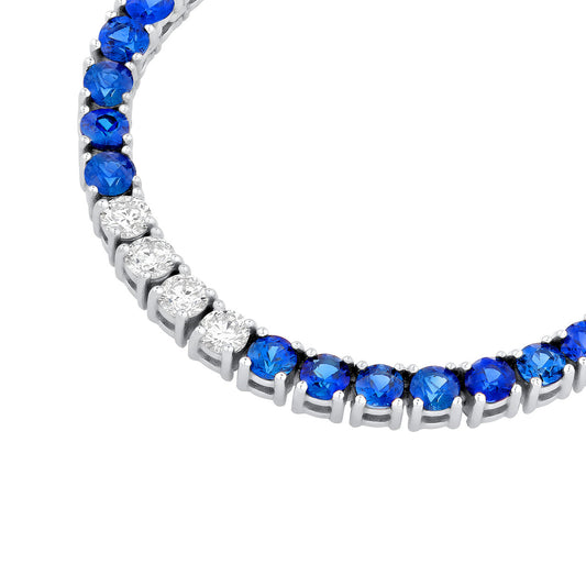10ct Sapphire and Diamond Tennis Necklace