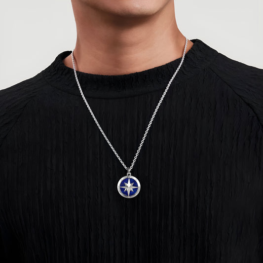 Diamond and Lapis Compass Necklace