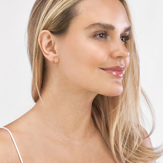 Sapphire Bezel Hoop Earrings