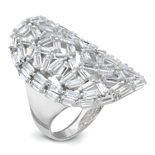 Baguette Crystal Ring B/W