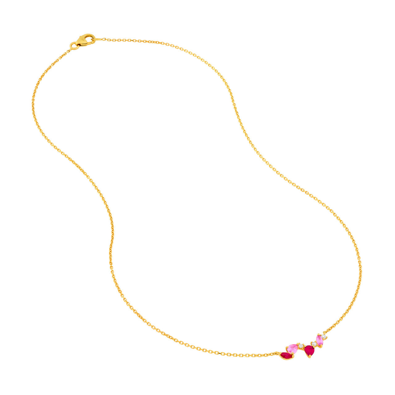Petite Sapphire and Ruby Blossom Necklace