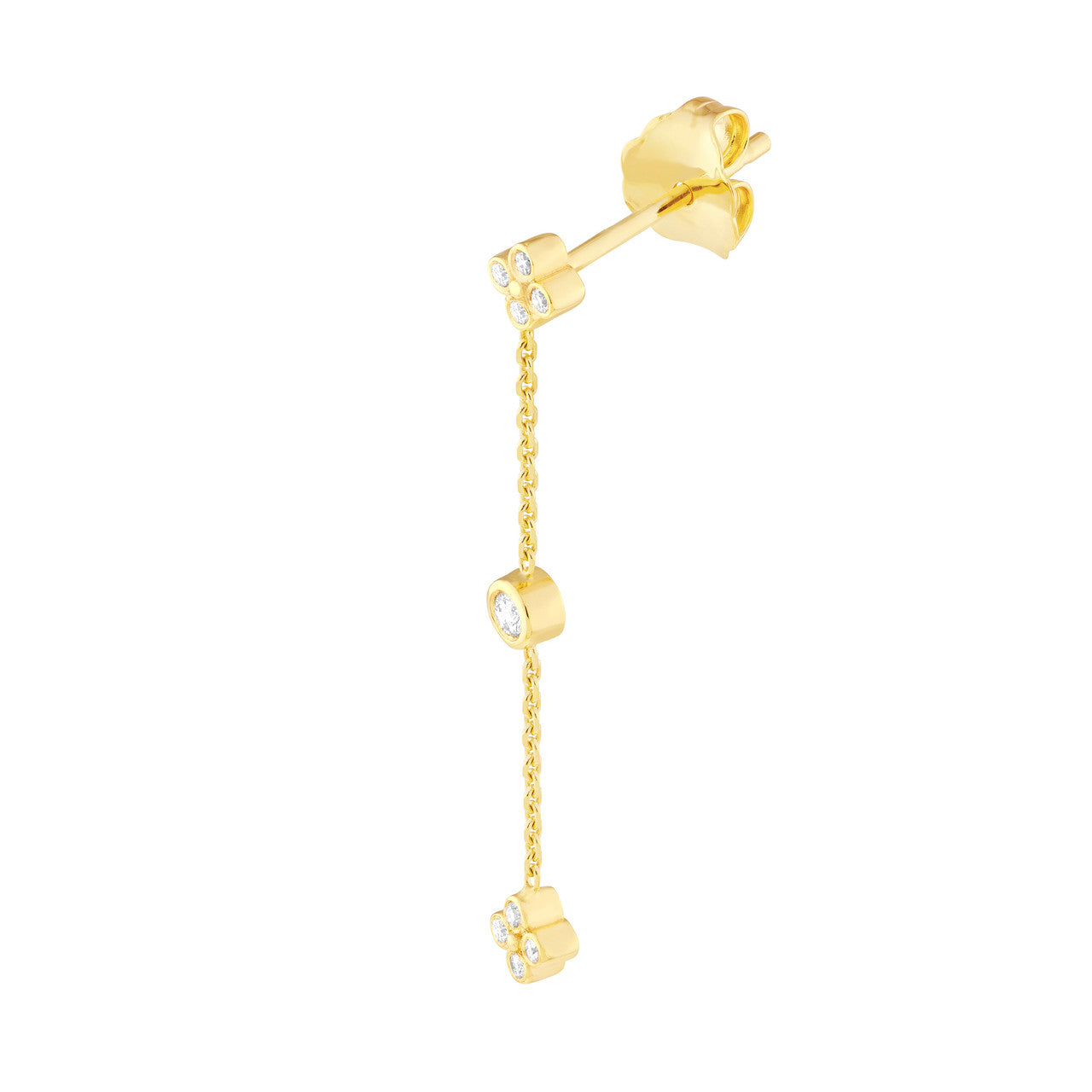 Diamond Bezel and Cluster Dangling Earrings