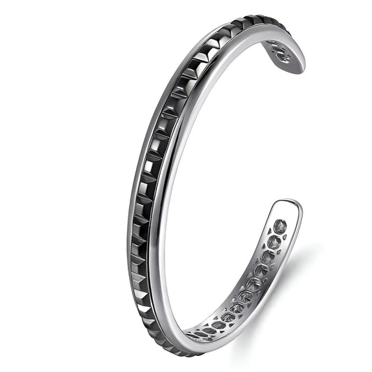 Open Cuff Bracelet with Black Grommet Inlay