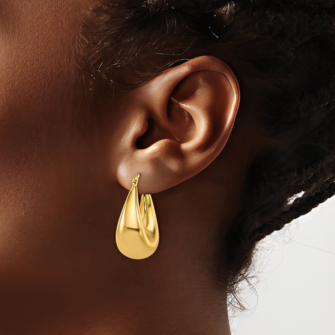 Puffed Oval Hoop Earrings