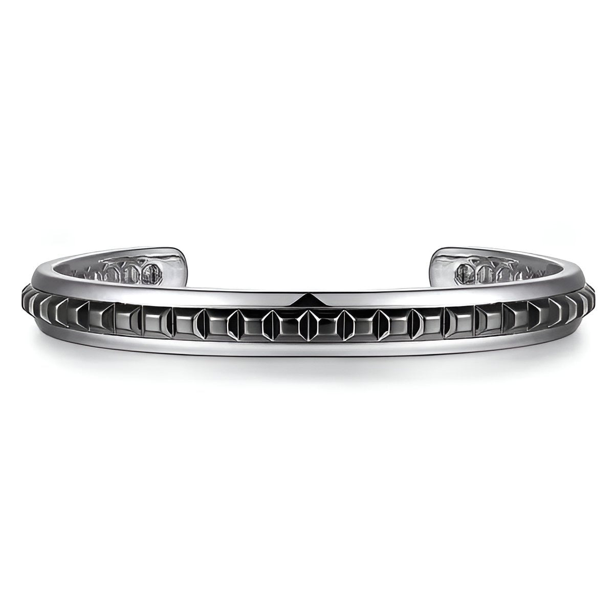 Open Cuff Bracelet with Black Grommet Inlay