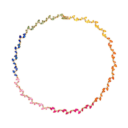 Sapphire Rainbow Blossom Necklace