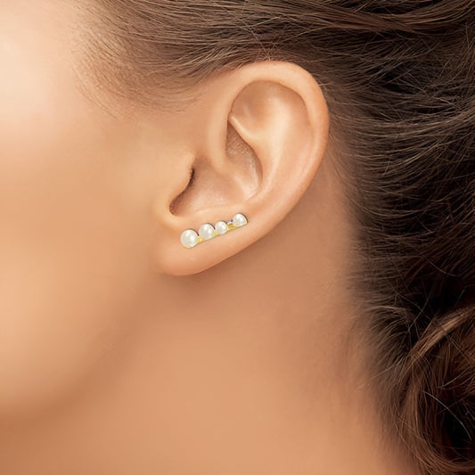 Pearl and Diamond Ear Climber