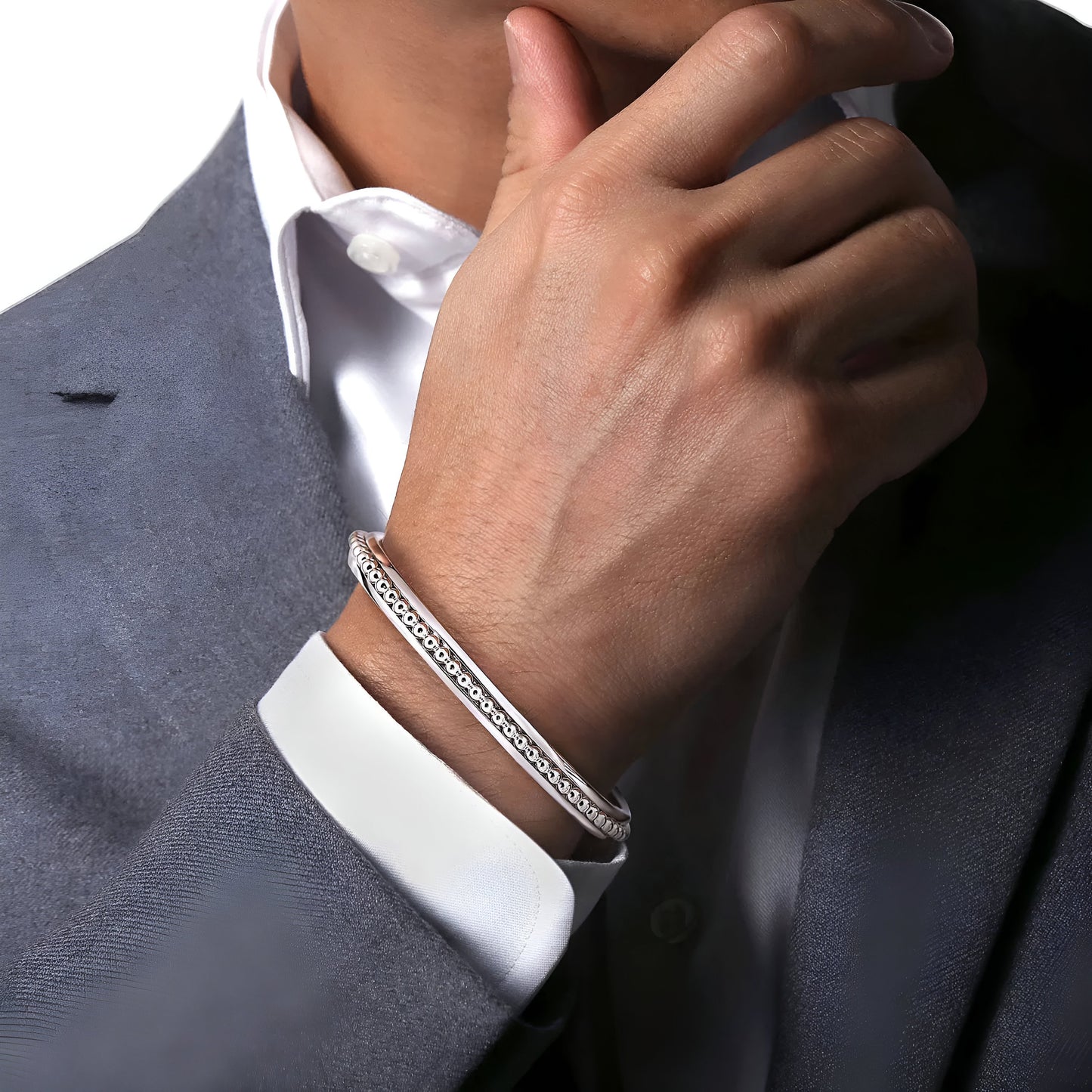 Silver Bead Cuff