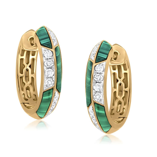 Malachite and Diamond Hoops
