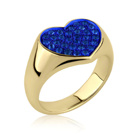 Sapphire Heart Signet Ring