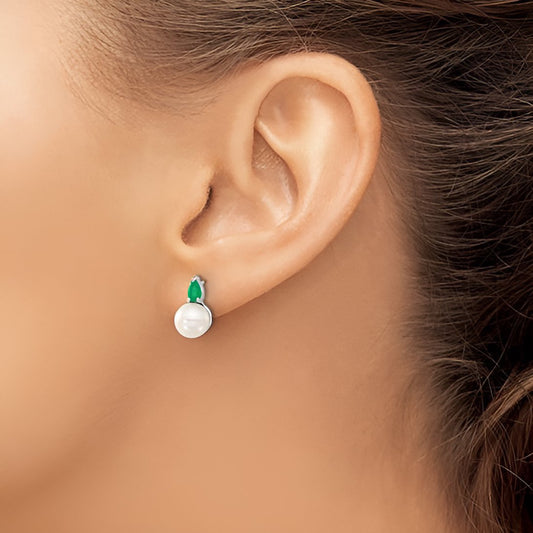 Pearl and Emerald Stud Earrings