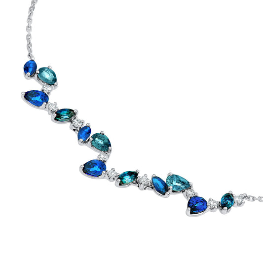 Teal and Blue Sapphire Blossom Necklace