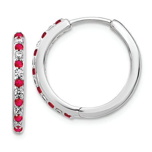 Ruby and Diamond Hoop Earrings