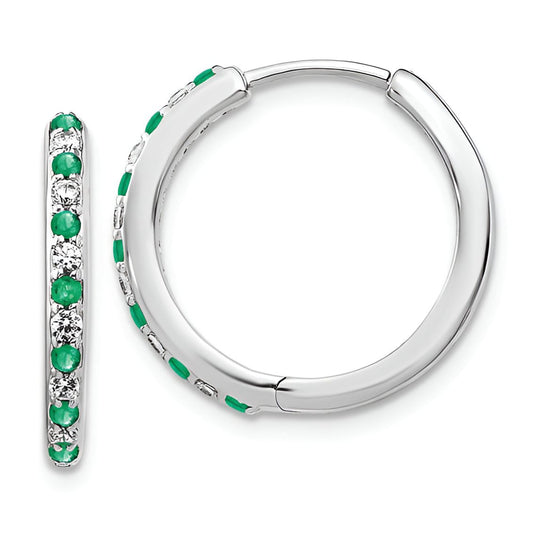 Emerald and Diamond Hoop Earrings