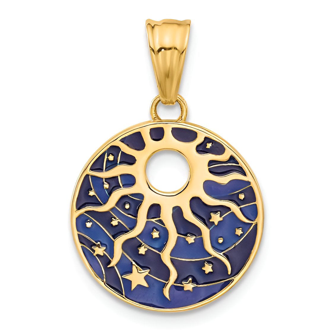Enamel Sun and Stars Pendant