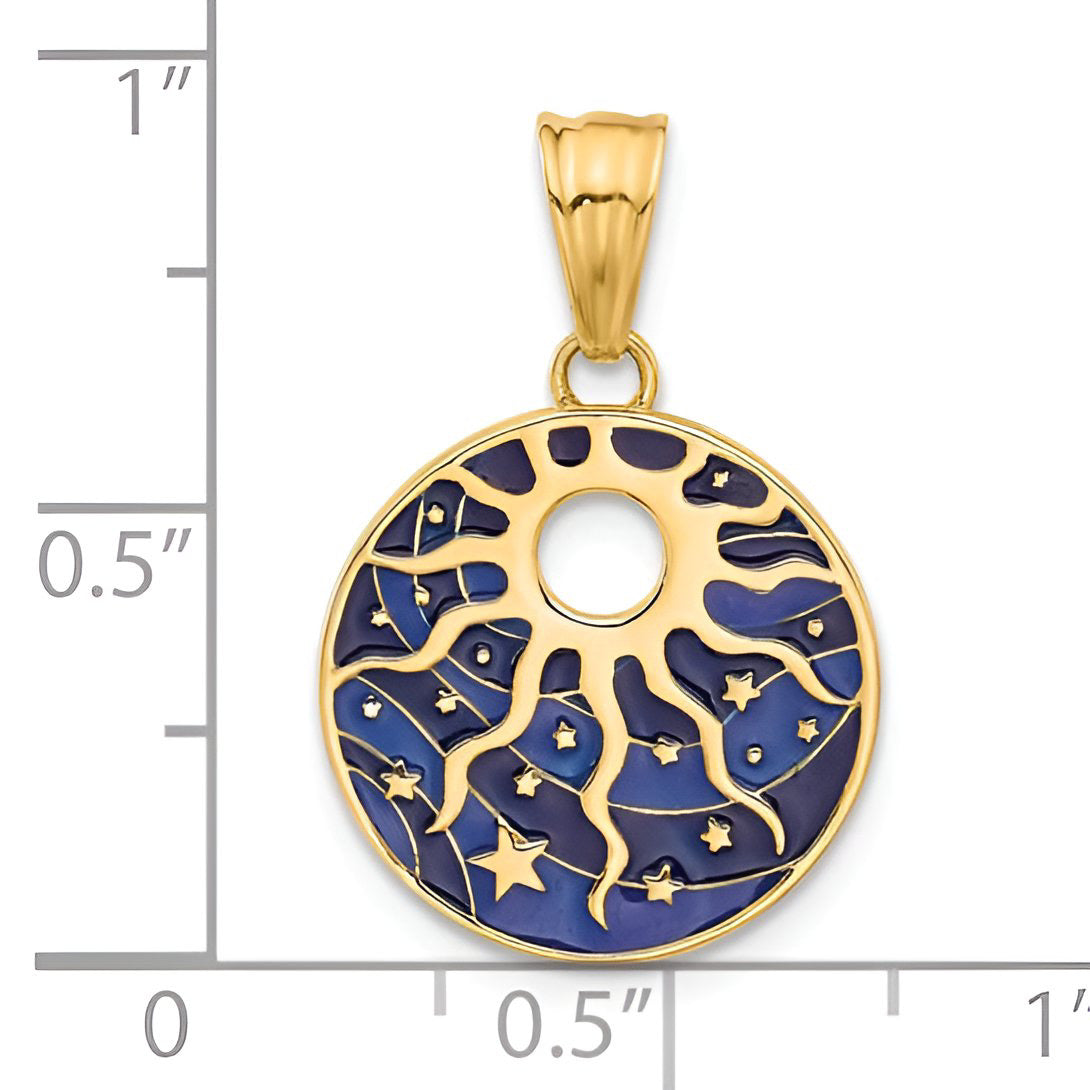 Enamel Sun and Stars Pendant