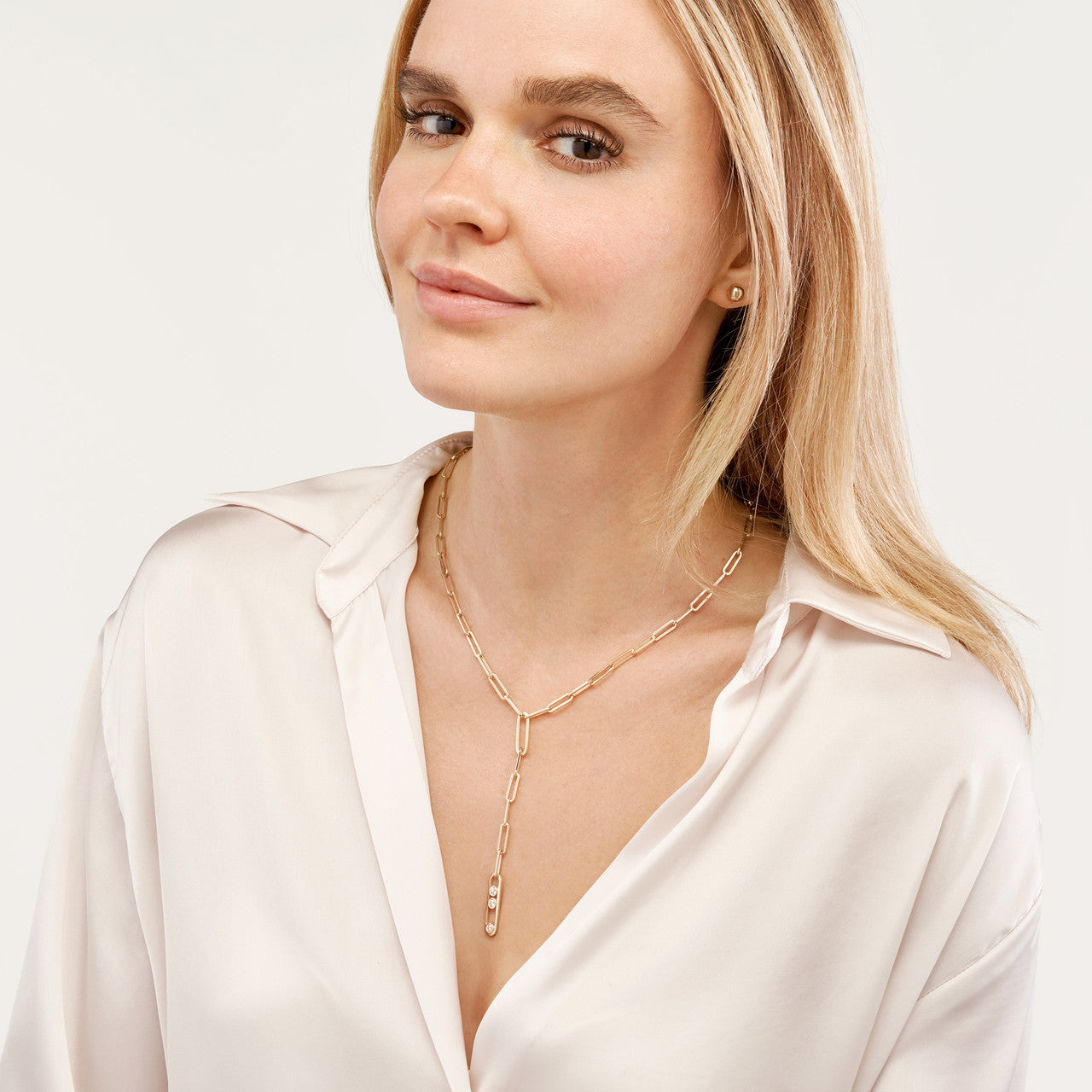 Diamond Trio Lariat Necklace