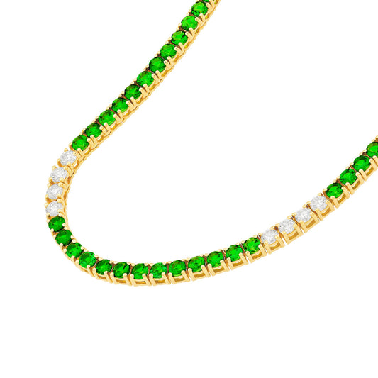 10ct Green Tsavorite & Diamond Tennis Necklace