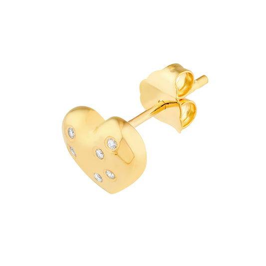 Diamond Puffed Heart Studs