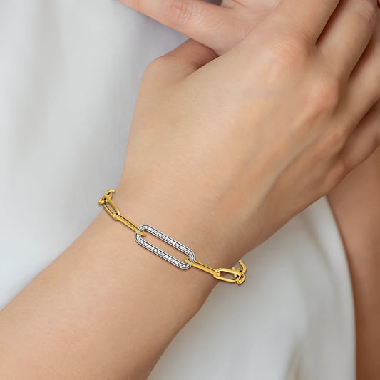 Diamond Paper Clip Link Bracelet