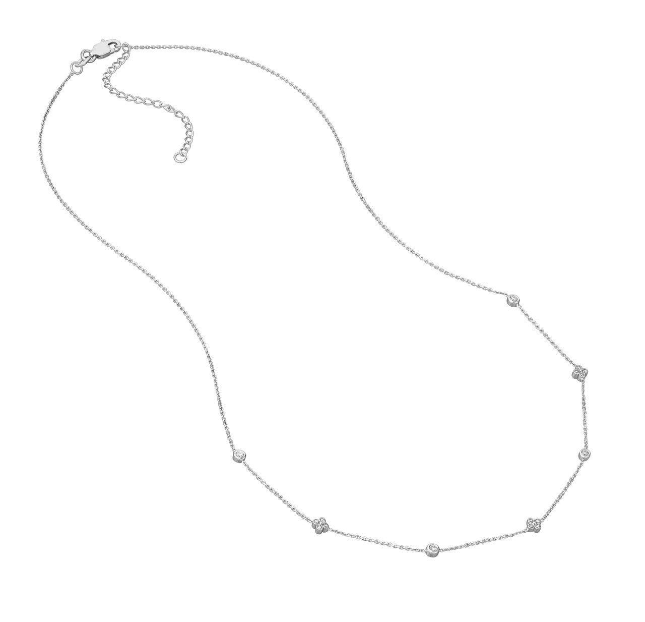 Diamond Bezel and Cluster Stations Necklace