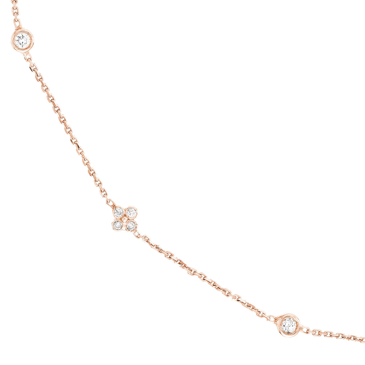 Diamond Bezel and Cluster Stations Necklace
