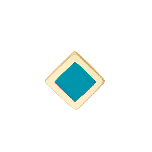 Turquoise Enamel Rhombus Studs