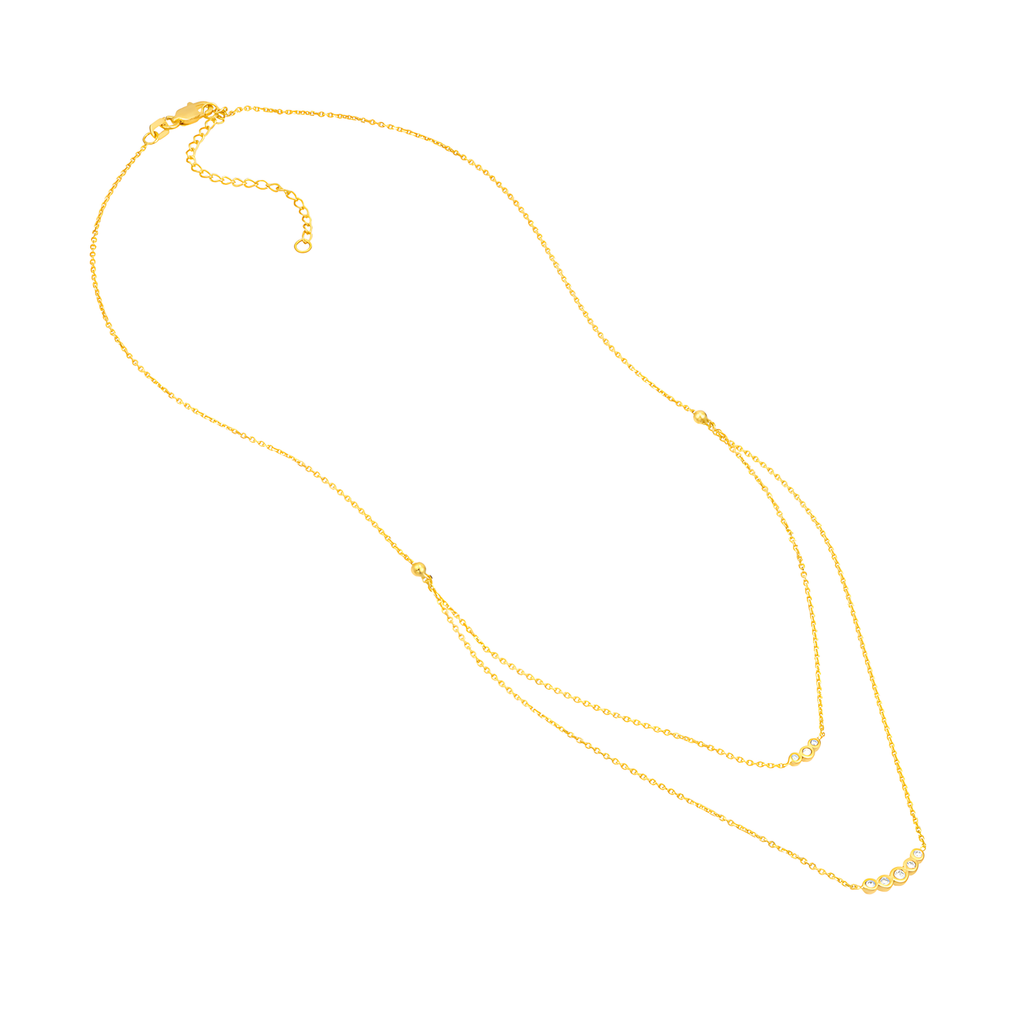 Graduating Diamond Bezels Duet Necklace