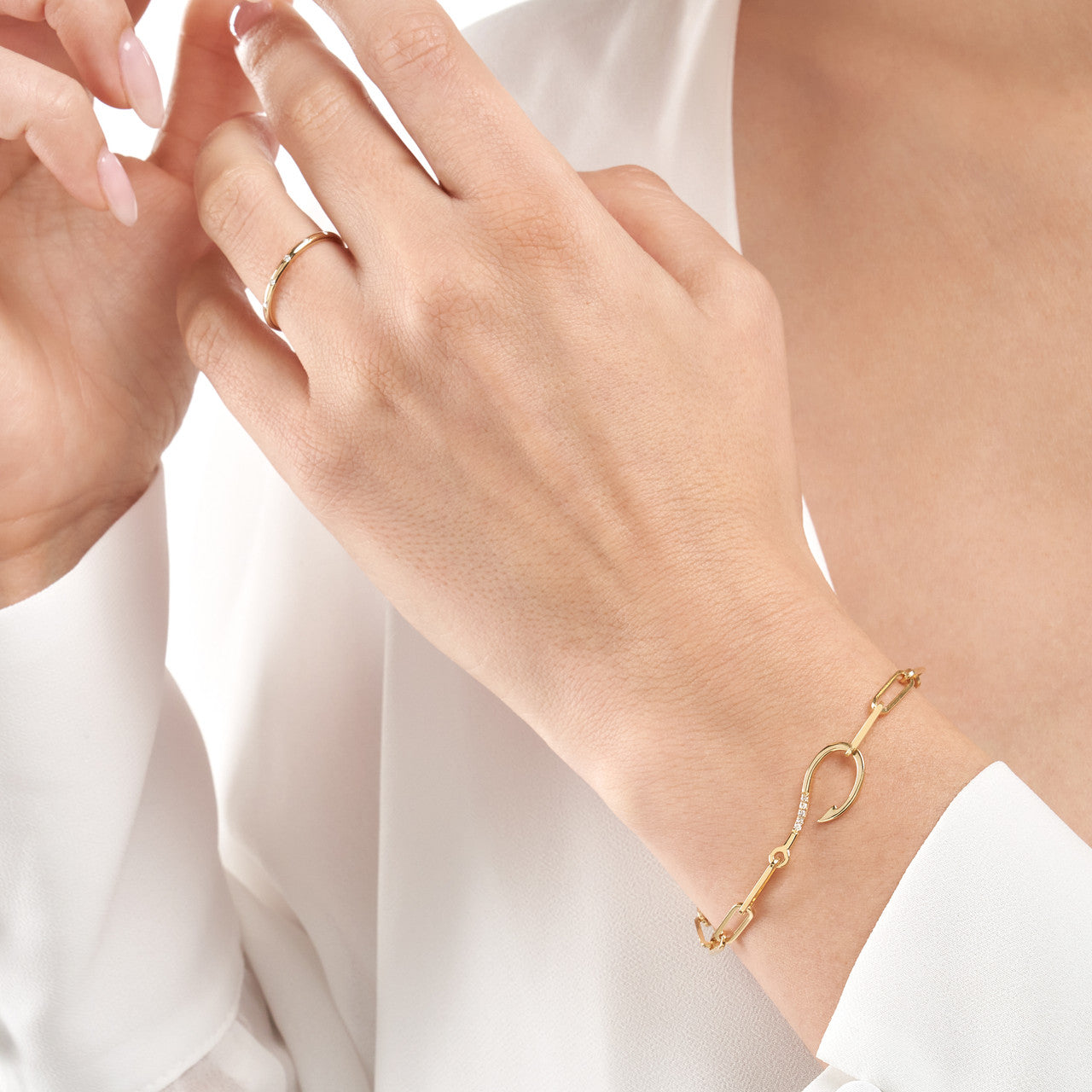 Diamond Hook Paperclip Bracelet