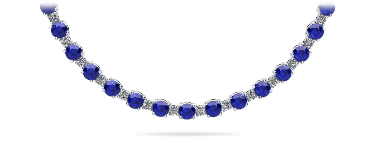 Sapphire & Diamond Tennis Necklace