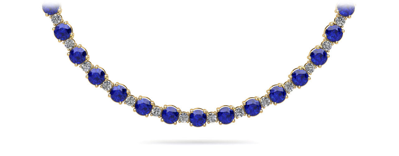 Sapphire & Diamond Tennis Necklace