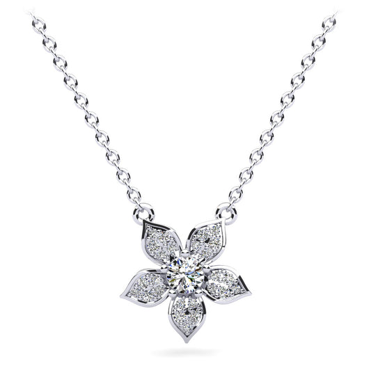 Pave Diamond Flower Pendant