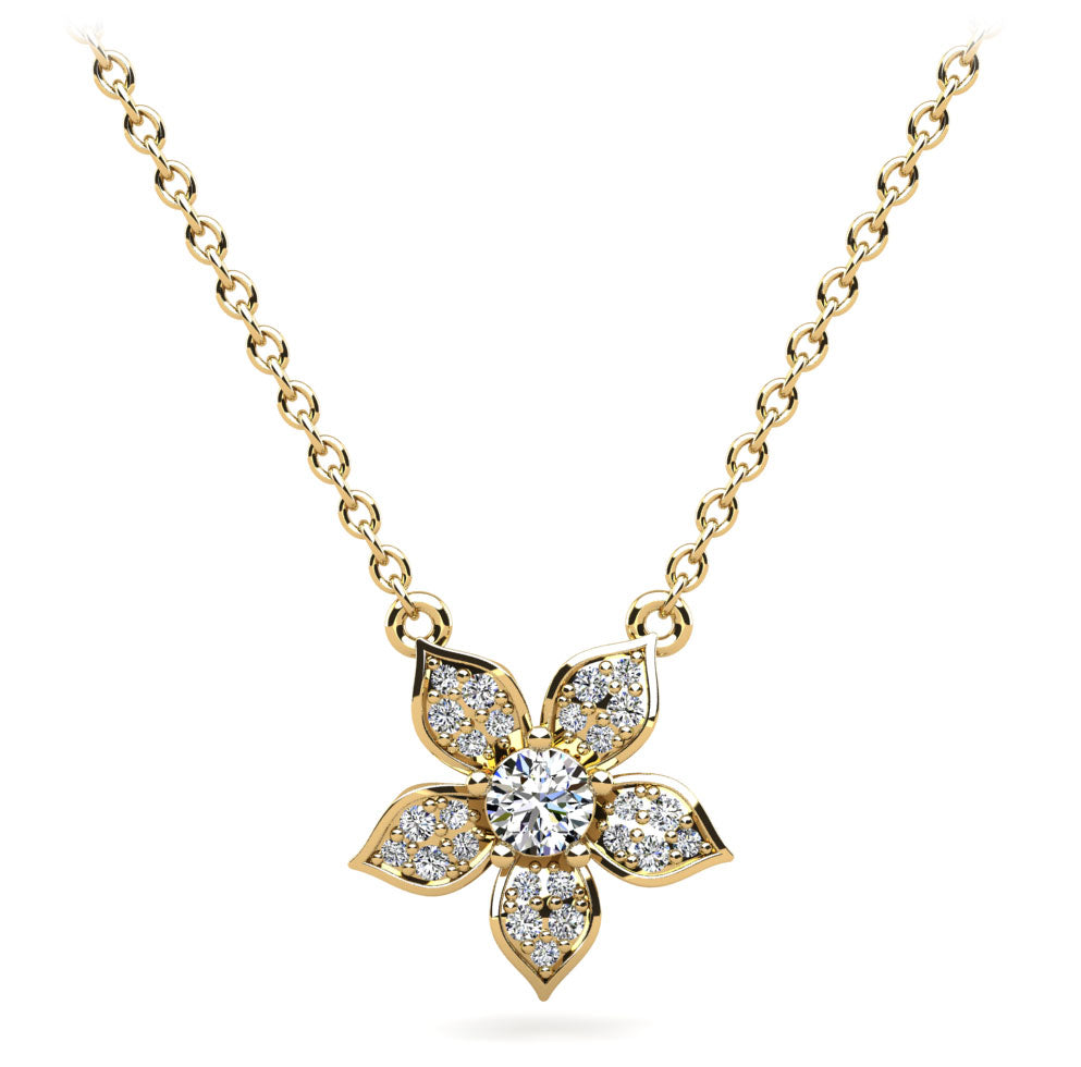 Pave Diamond Flower Pendant