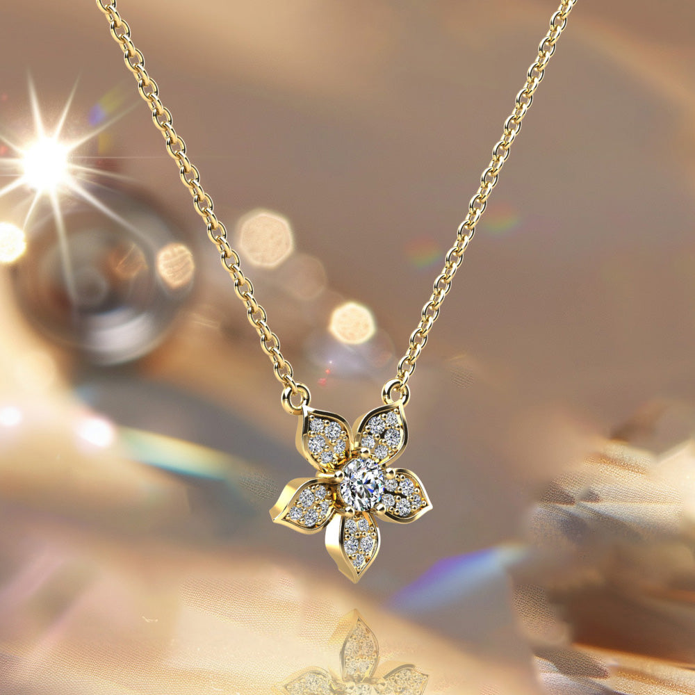 Pave Diamond Flower Pendant