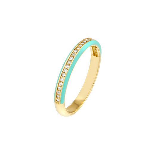 Diamond Band with Turquoise Enamel
