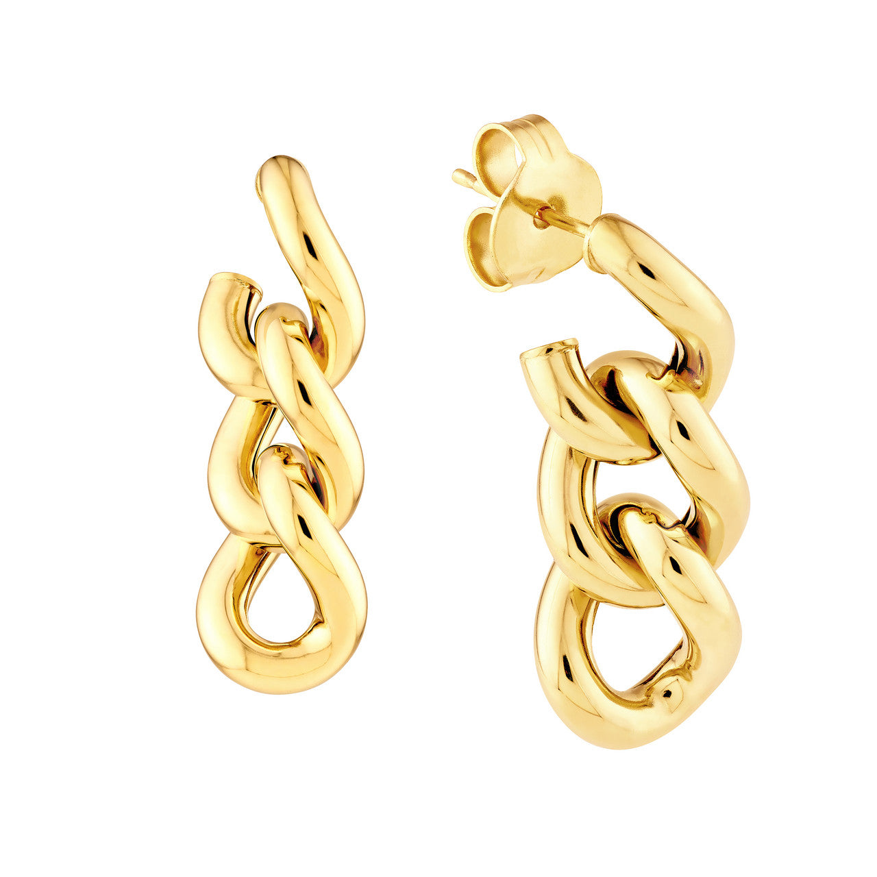 Triple Curb Link Dangling Earrings