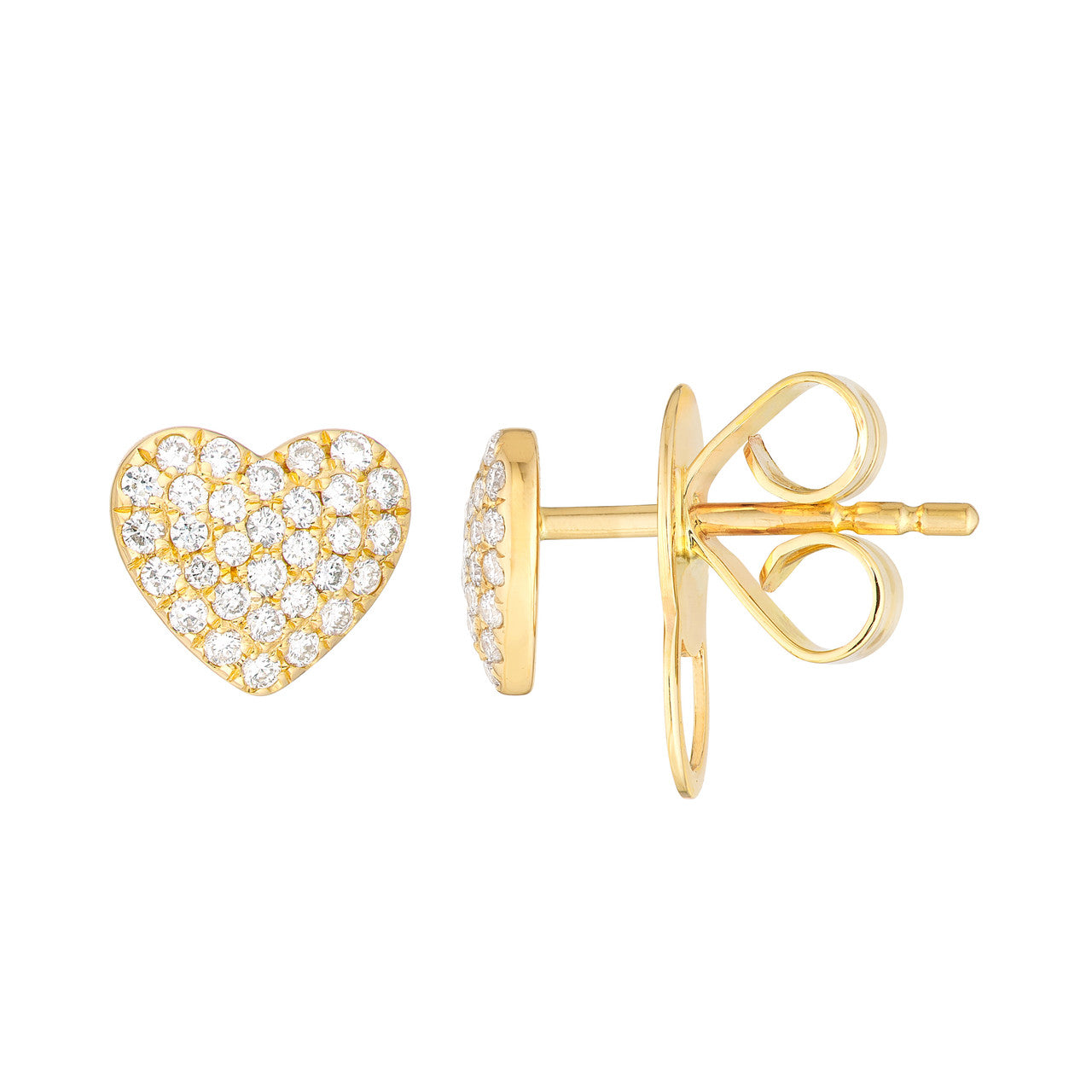 Diamond Pave Heart Studs