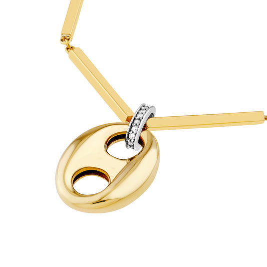 Puffed Mariner Pendant Diamond Bail