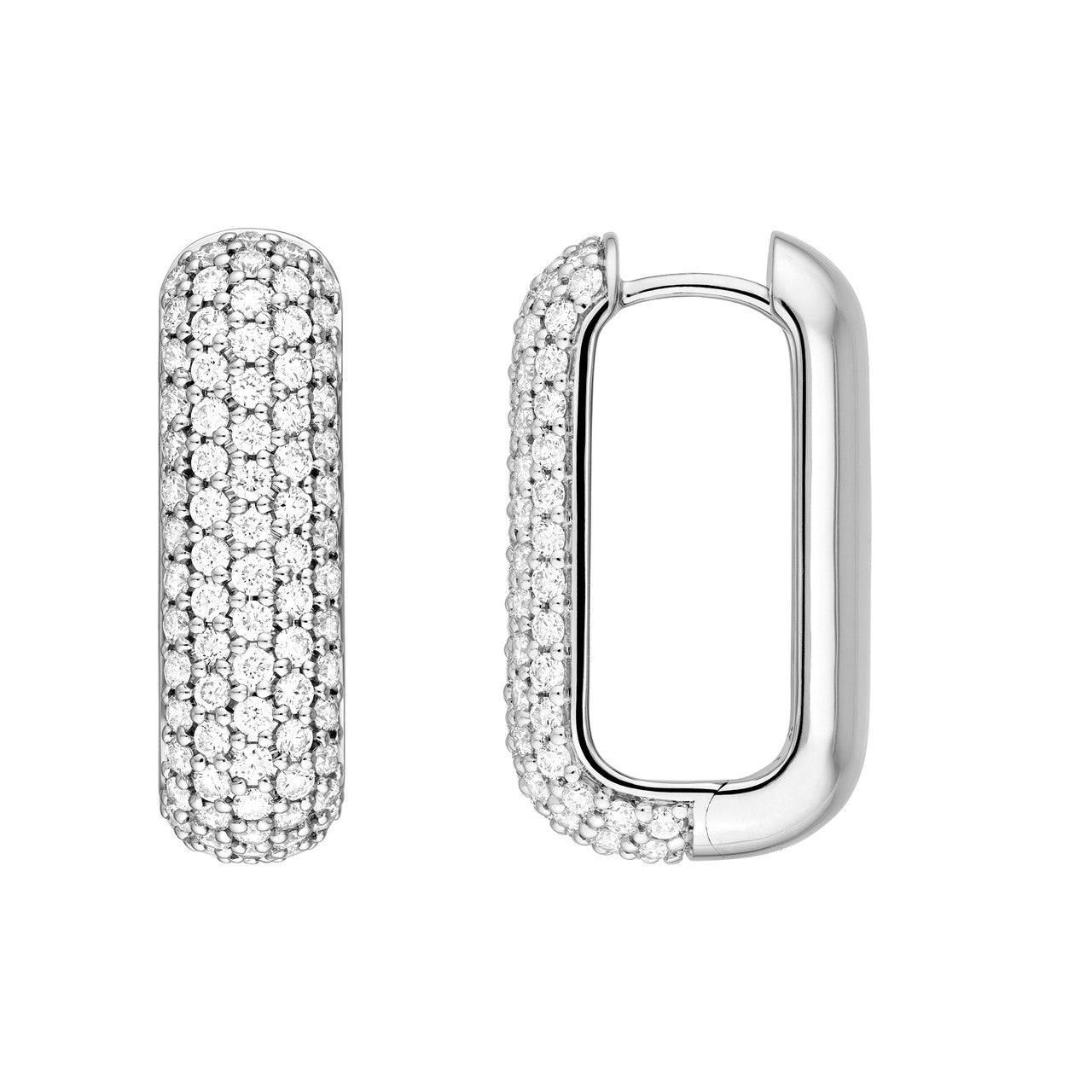 5 Row Pave Diamond Paper Clip Earrings
