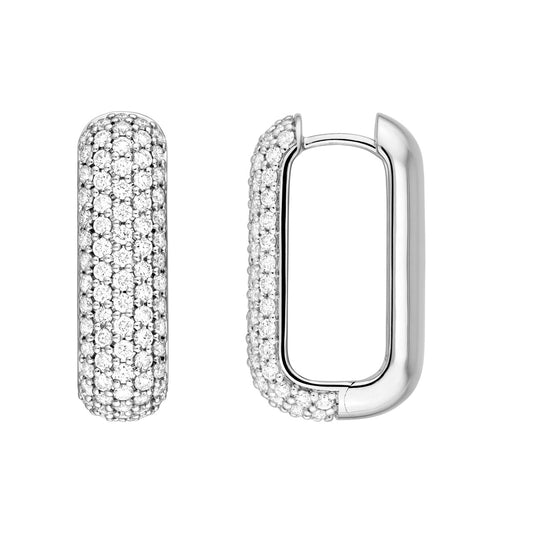 5 Row Pave Diamond Paper Clip Earrings