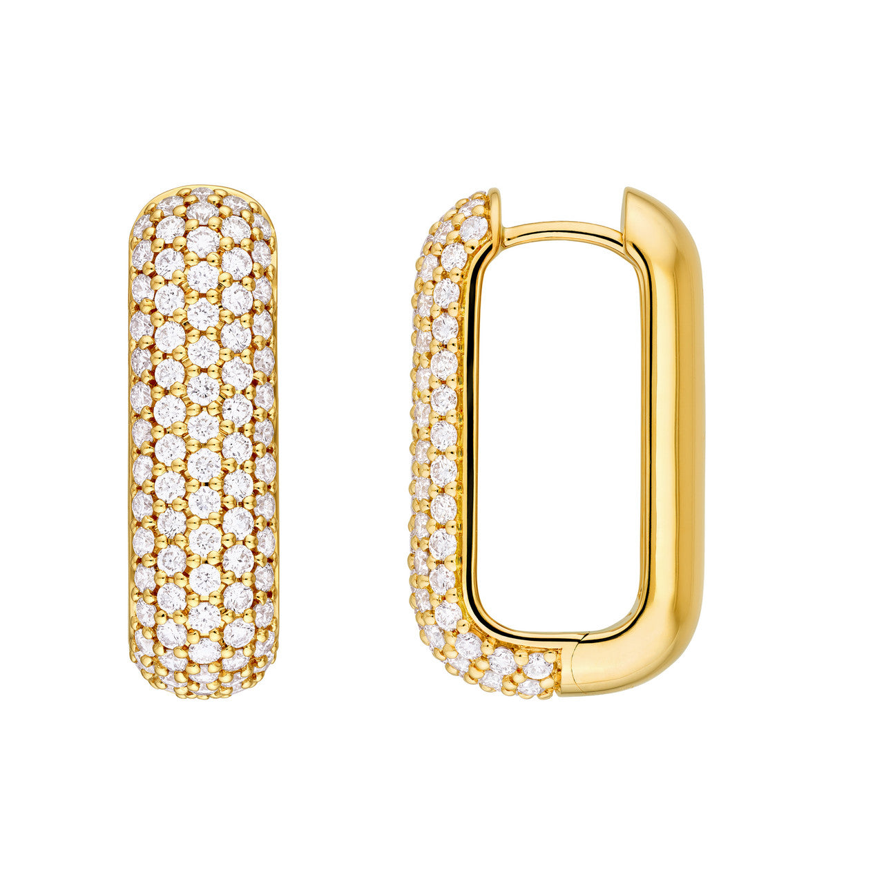 5 Row Pave Diamond Paper Clip Earrings