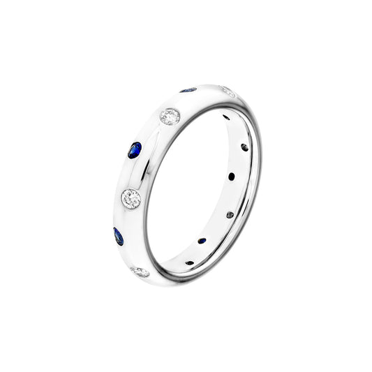 Staggered Sapphire and Diamond Ring