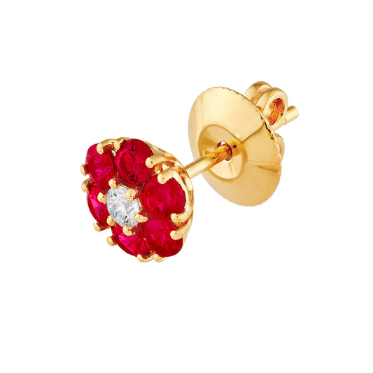 Ruby & Diamond Cluster Studs