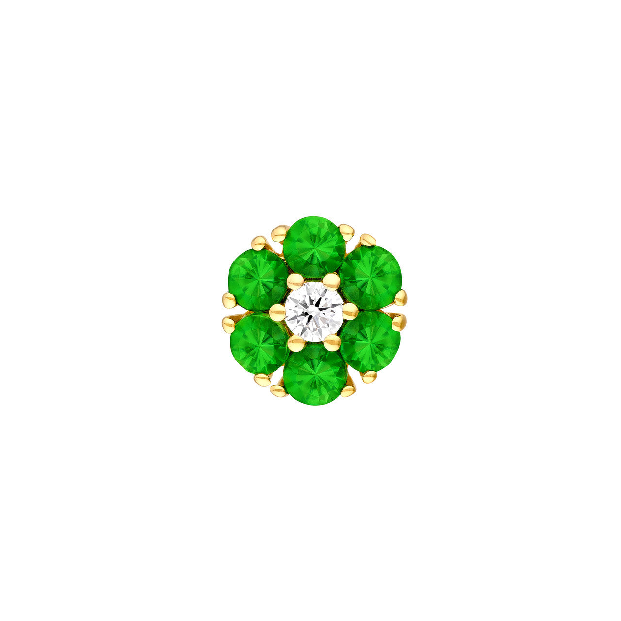 Tsavorite and Diamond Cluster Studs
