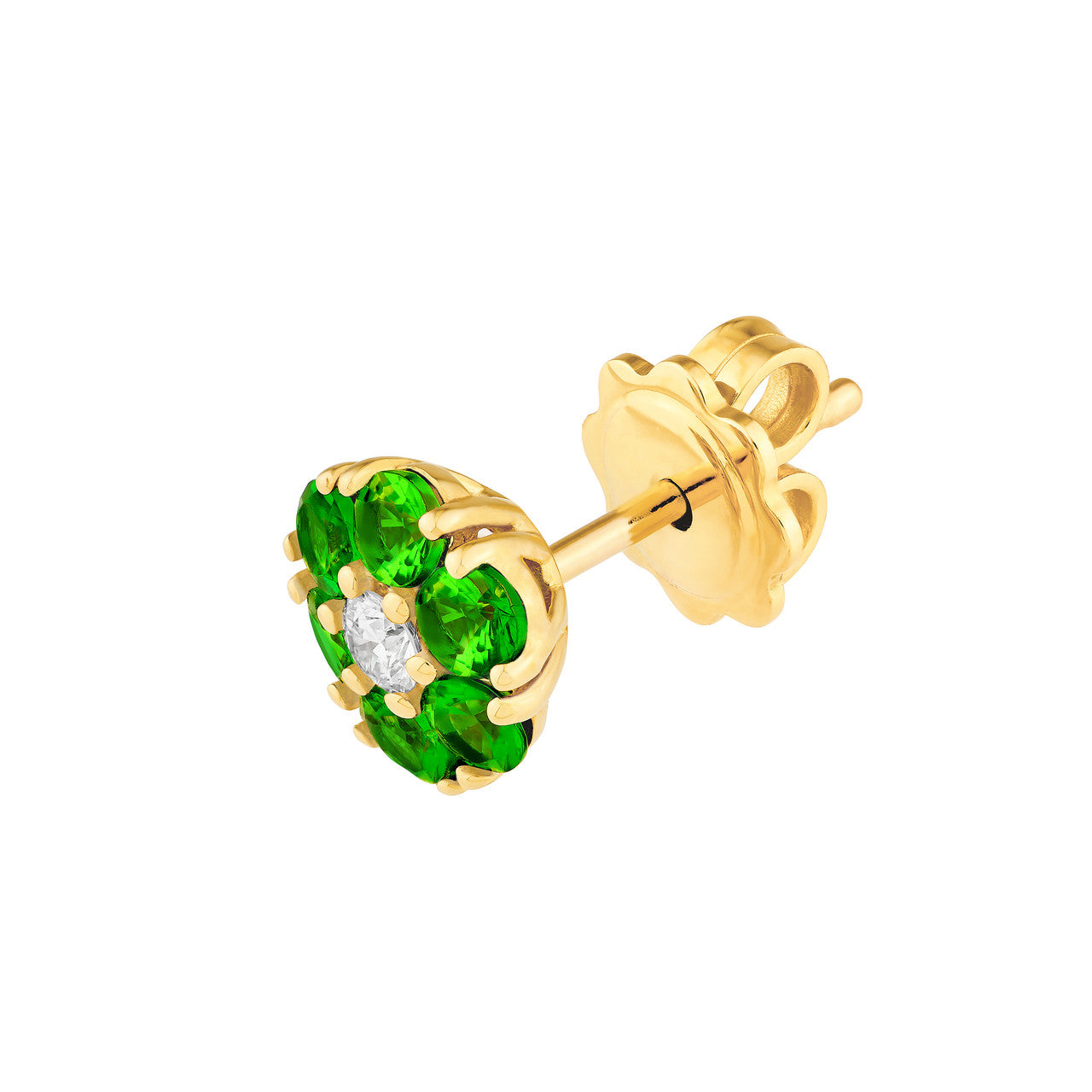 Tsavorite and Diamond Cluster Studs